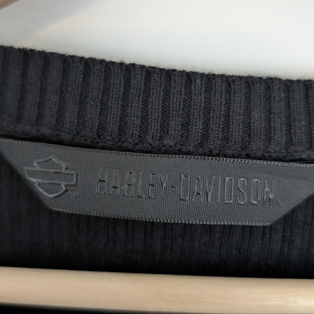 Harley Davidson Motorcycles Black Asymmetrical Sweater Women Size 2XL Wool Blend - Picture 3 of 12